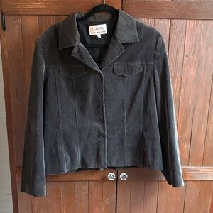 Ingenue Women's Dark Gray Corduroy Blazer